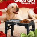 Elevated Dog Bowls for Medium Size Dogs, Non-Slip Dog Feeder with 1*Stainless Steel Dishes & 1*Slow Feeder Bowl, 5 Heights Adjustable Raised Bowls to 3.15-8.66-9.84-11.02-12.2 (Black)