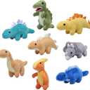 PREXTEX Plush Dinosaurs 8 Pack 5 inches Long - Thoughtful Gift for Kids - Stuffed Animal Assortment - Lovely Set for Kids