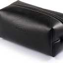 Londo Leather Cosmetic Makeup Pouch & Travel Watch Box. High Quality Stylish Durable Protective Storage Organizer for Toiletries & Versatile Accessories (Black)