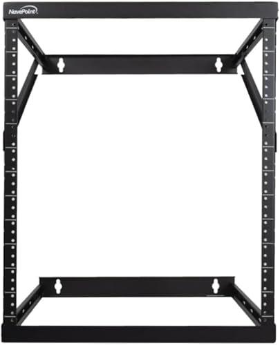 NavePoint 8U, 12U, 22U Height Expandable 2 Post Wall Mount Rack - Adjustable Server Rack for 19 Inch Standard IT Equipment - Wall Mount Rack 17.5" Deep, Black