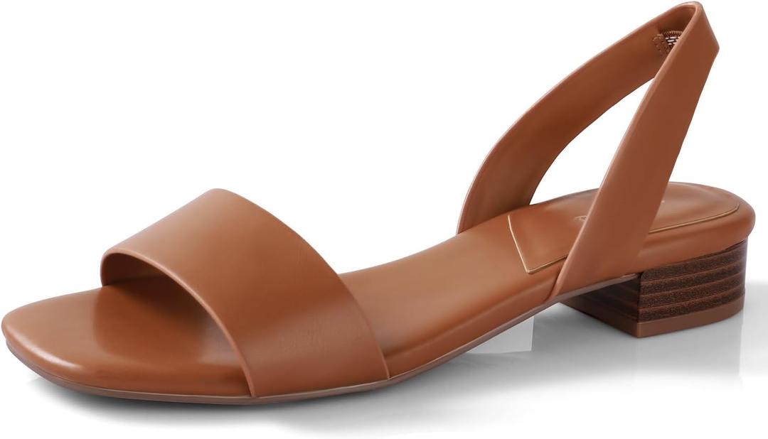 Ankis Low Heel Women Sandal Square Open Toe Brown Black White Leather Flat Sandal Comfortable Summer Slip on Slide Shoe Casual Beach Party Wedding 2025 (10)