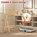 FUNLIO Baby Bathtub with Stand, Collapsible Baby Bathtub & Foldable Wooden Stand for 0-24 Months, Secure 8-Point Support, Waterproof Baby Bath Set, 110lbs Capacity Ergonomic Back Friendly