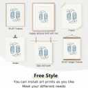 PLKMN Coastal Cowgirl Wall Art Prints Set of 4, Navy Blue Bow Coquette Trendy Preppy Room Decor, 8x10 Unframed