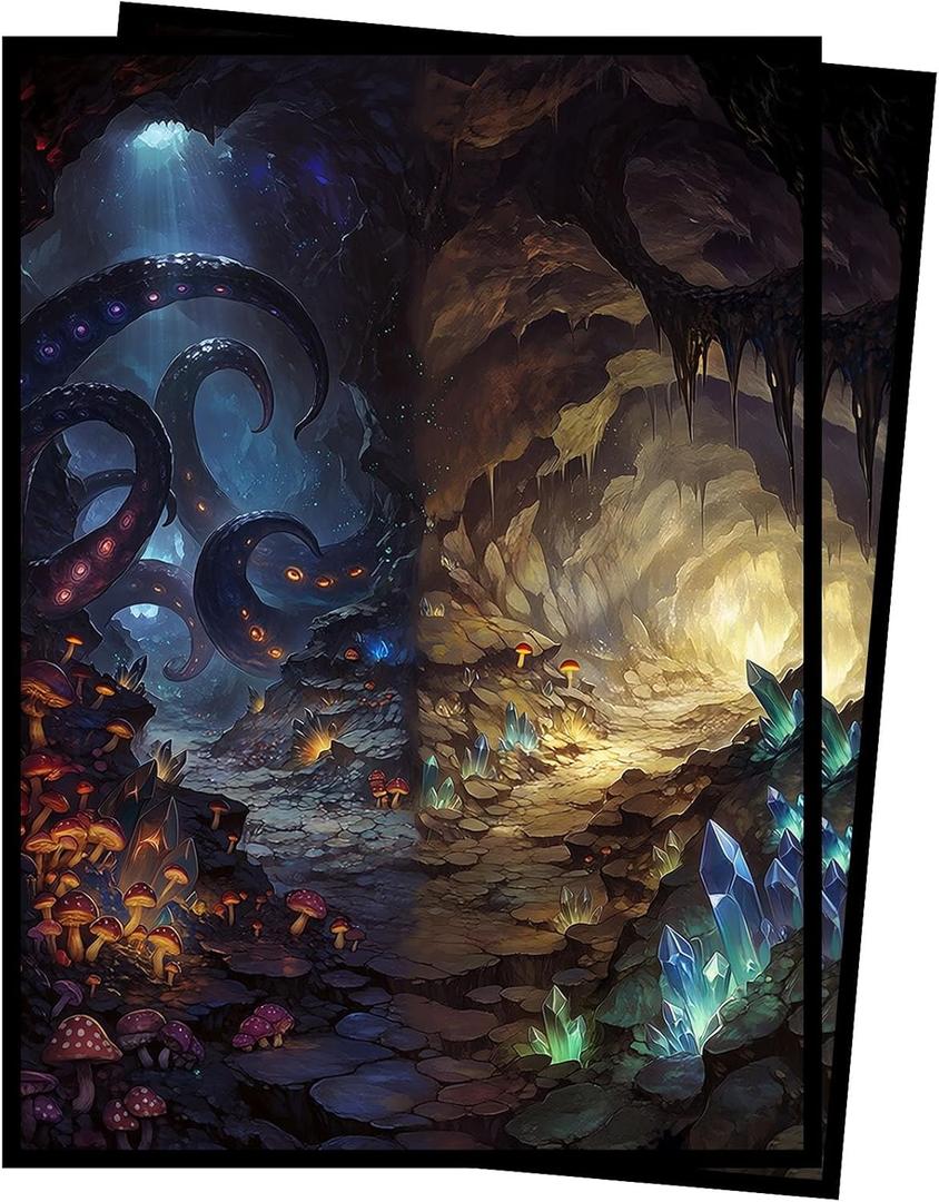 Card Sleeves for MTG Lorwyn Eclipsed Cavern Dual-Realm - 66x91mm Standard Size TCG Card Protectors - 104 Count with Fine Matte Finish - Cthulhu Horror & Crystal Cave Art Design