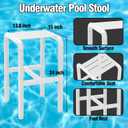 24 Inch Underwater Pool Stool for in-Pool Seating & Relaxation, Heavy Duty Submerged Pool Chair for in Pool, Ideal for Pool Lounging, Pool Bar, Poolside Chair with Foot Rest for Edge of Pool (White)