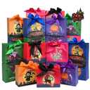 Nimbbex 24PCS Halloween Goodies Bags, Trick or Treat Candy Gift Paper Bags Bulk with Ribbons, Halloween Treat Boxes, Party Favor, Classroom Exchange, Home Decoration 4.5 x 3.9 x 1.7 Inches