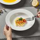 Ceramic Plates Set of 4, 8.5" White Pasta Plates, Ceramic Pasta Bowls, Versatile Microwave & Dishwasher Safe Soup/Pasta/Salad Bowls