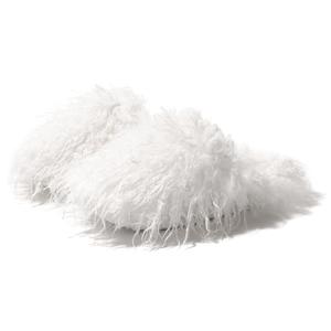 Dokela Fuzzy Plush Women's House Slipper Cozy Non-slip Bedroom Slipper for Women Furry Indoor Outdoor House Shoes，White，36,37