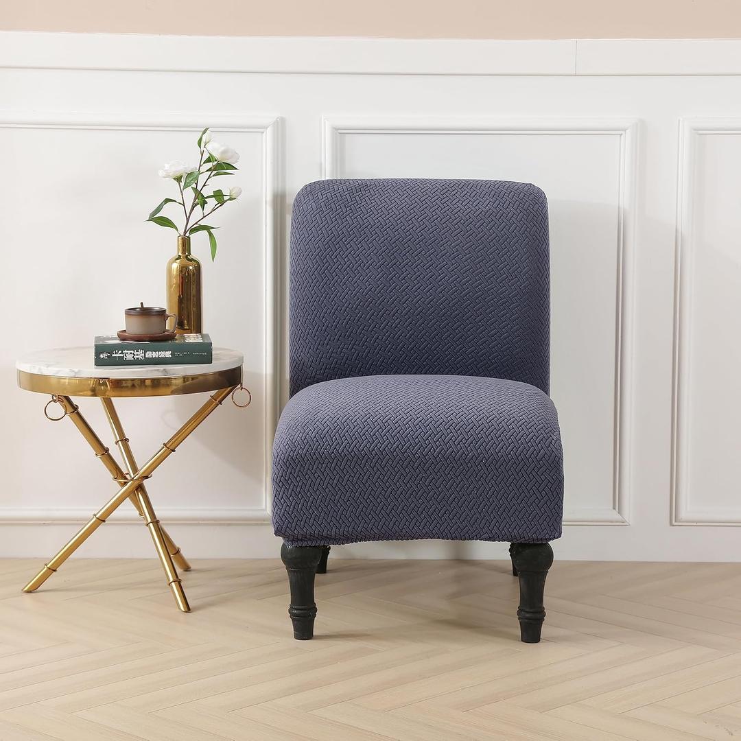 LiveGo Armless Accent Chair Cover Slipcover,Slipper Chair Stretch Spandex Removable for Armless Chair Furniture Protector for Living Dining Room Hotel (Dark Gray)