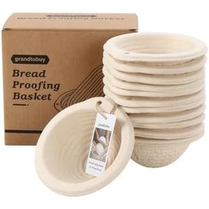 13cm/5inch Mini Sourdough Banneton Round Pulp Bread Proofing Basket Set 12 with Linen Liners Homemade Bread Baking Supplies