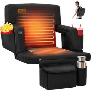 Overmont Heated Wide Stadium Seat with Back Support, Dual-Zone Heat, 24.5'' Wide