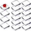 16 Pcs Clear Acrylic Display Blocks 2 x 2 x 0.8 Inch Polished Square Acrylic Cube Jewelry Display Stand Holder Base for Ring Showcase, Collectibles, Figurines