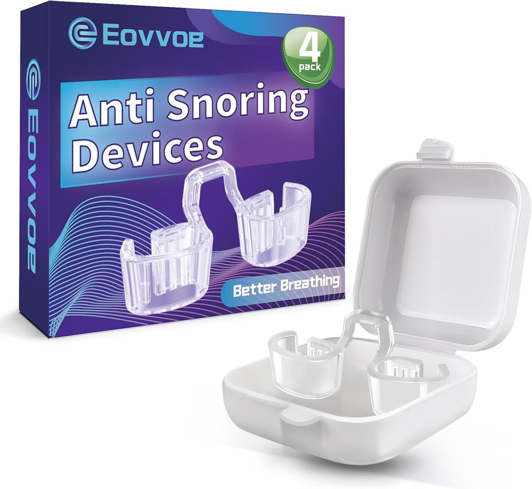 Anti Snoring Devices, Snore Stopper for Effective Snoring Solution, Increases Airflow, Individually Packaged, Reusable - 4 Pack