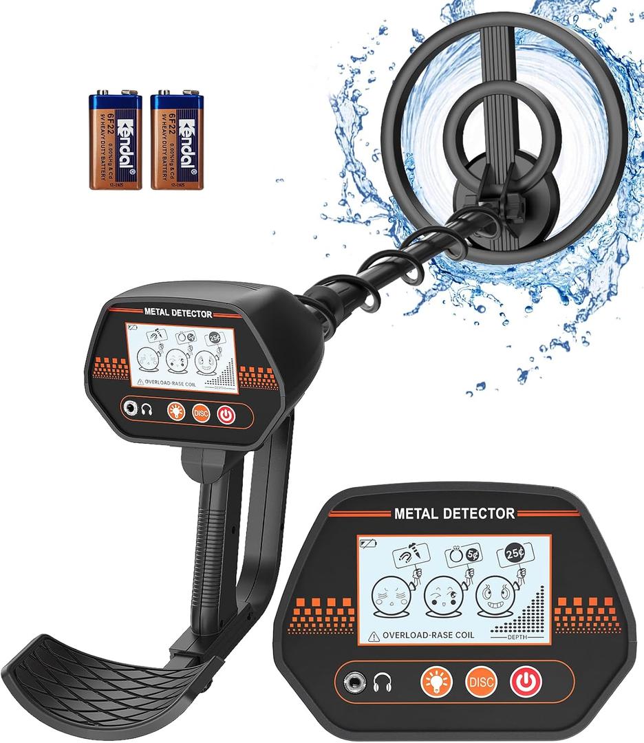 Metal Detector for Kids, 8" Waterproof Coil, Lightweight & Adjustable Stem, Cartoon LCD Display, All Metal & Disc Modes for Outdoor Treasure Hunting, Educational Gift for Ages 8-12,MD-4070