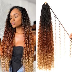 Goddess Boho Box Braids Crochet Hair-8 Packs 24 Inch Crochet Box Braids for Black Women Pre Looped (1B/30/27, 24 Inch (Pack of 8))