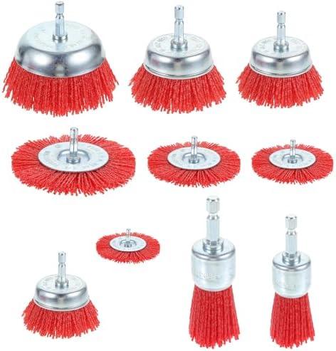 10 Pack Wire Cup Brush Nylon Filament Abrasive Wire Brush, Twisted Knotted Cup Brush for Grinders, with 1/4 Inch Hex Shank for Heavy Cleaning Rust, Stripping and Abrasive, for Angle Grinder
