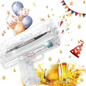 Money Gun (Transparent), Dollar Gun,Make It Rain Money Spray Gun for Birthday Wedding Party, Night Club with 100 PCS