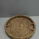 Large 15.7 Inches Rattan Round Serving Tray with Handles Round Braided Bankuan Basket with Handles for Decorative Coffee Table Fruit Bread