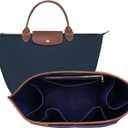 ZTUJO Premium Felt LongChamp Organizer Insert, Compatible with Longchamp Le Pliage Energy, Shoulder Bag, Top Handle, Xtra (Navy Blue, Small)