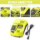 DSANKE P120 14.4V 18V Battery Charger Replacement for Ryobi Charger ONE+ P117 P118 P119 Lithium-Ion NiCd NiMh Battery P100 P101 P102 P103 P105 P107 P108 BPL-1815