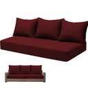 Outdoor 3-Seater Couch Cushions Set of 4, 72 x 24 Inches Deep Patio Cushion,Red