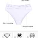 Ocean Blues Women's Twist Bikini Bottom Ruched Bathing Suit Bottom Mid Rise Swim Bottom (White)
