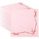 50Pack Red Pink Bow Paper Napkins Bachelorette Decorations Bow Theme Birthday Party, Bridal Engagement Decor, Girl Baby Shower Table Supplies 6.5''