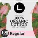 L. Ultra Thin Liners for Women, Regular Coverage, Organic Cotton Top Layer, Unscented Pantiliners, 100 Count