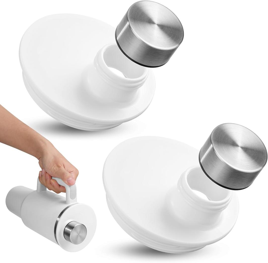 Xxerciz 40oz Leak Proof Lid for Stanley H2.0 Quencher Protour Tumbler, 2 Pack Spill Proof Lid Replacement Cover Top with Wide Mouth for Stanley Cup Accessories (White+White)