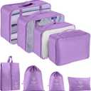 Packing Cubes for Travel - 8 Set Luggage Organizer Bags for Family, Mesh Breathable Packing Cubes for Suitcases Durable Travel Essentials Bags Set (Purple)