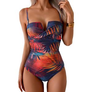 Eomenie Women's Push Up Wrap Front Swimsuit One Piece Tummy Control Bathing Suits Bandeau Support Slimming Swimwear 3 Sustainability Features,  Large