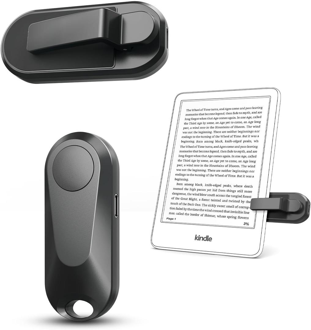 DATAFY Remote Control Page Turner for Kindle Paperwhite Oasis Kobo eReaders, Camera Camcorder Remote Controls, Page Turner Clicker for ipad Tablets Reading Novels with Wrist Strap Storage Bag (Black)