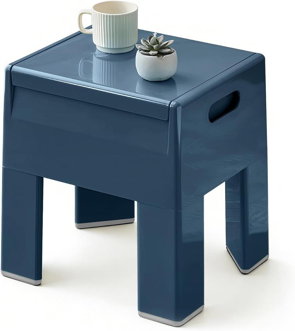 Nightstand Bedside Table with Storage Space, Multifunctional Colorful Plastic End Table Small Side Table for Bedroom, Dorm and Small Spaces, Easy Assembly(14.7" D x 11.8" W x 15.8" H, Blue)