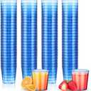 Tioncy 100 Pcs Neon Plastic Shot Glasses 1 oz disposable shot glasses colored Mini Party Drinking Cups for Cocktail Whiskey Wine Birthday Christmas New Year Party(Blue)