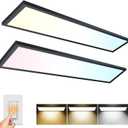 AIKVSXER 2PACK 1x4 LED Flat Panel Light Surface Mount Ceiling Light Black, 5500LM 50W TRIAC 10-100% Dimmable, 3000/4000/5000k Selectable 120V LED Light Fixture for Kitchen/Laundry/Garage