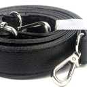 BEAULEGAN Purse Strap Replacement - Full Grain Microfiber Leather - 59 Inch Long Adjustable for Crossbody Shoulder Bag - 1 Inch Wide, Black/Silver