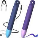 Kid-Friendly Stylus Pens for Touch Screens with Tethers - Mixoo Anti-Rolling Tablet Stylus 2 Pack for Kids, Compatible with iPad, iPhone, Tablets, Kindle and All Touch Screen Devices (Blue+Purple)