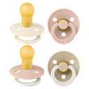 BIBS Colour Soother 4-Pack | BPA Free Dummy Pacifier | Round Nipple | Natural Rubber Latex | Made in Denmark | Size 18-36 Months | Blush Glow Mix