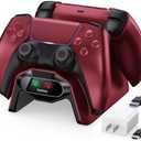 Fachixy Controller Charger for PS5, with 2-Hour Fast Charging chip, PlayStation 5 Charging Station with US Power Adapter and Cable, with LED Charging Status Indicator Light, Red