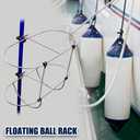Stainless Steel Fender Rack, Double Holder for Floating Ball, Float Ball Frame Used for Yacht, Ship and Boat, Folding Fender Holder to Attach Standard 7/8"-1" Railing, Holding 2 Fenders