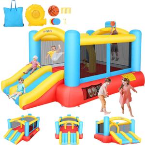 Bounce House, Inflatable Bounce House for Kids 3-12, Bouncy House with 2 Slides for Outdoor Backyard/Indoor, Bouncy Castle, Jump House for Toddlers Kids Party