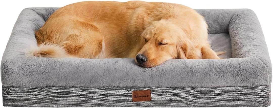 BFPETHOME Dog Beds for Small Dogs, Washable Dog Bed with Sides, Orthopedic Medium Sized Soft Mats with Removable Cover & Waterproof Pet Mat for Pet (29.0"L x 19.0"W x 6.0"Th, Grey)