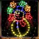 Christmas Window Decorations Lights, 24" Large Animated Light up Window Silhouette Lights for Indoor Home New Year Festival Holiday Decor(Juggling Snowman)