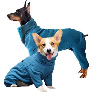 ROZKITCH Dog Fleece Sweater, Pet Windproof Warm Cold Weather Jacket Vest Cozy Jumpsuit Apparel Outfit Clothes for Small Medium Large Dog Walking Sleep 2XS (2XS(Back Length:11"), Turquoise)