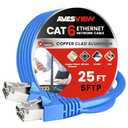 AvesView CAT 6 Shielded Ethernet Cable 25FT, Indoor High-Speed (SFTP) 10Gbps Snagless Shielded 25 FT Ethernet Cable for Internet, Router, Computer, PlayStation, Xbox, POE Camera, Printer - Blue