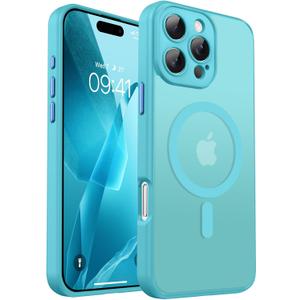 BENTOBEN Magnetic for iPhone 16 Pro Case, iPhone16Pro Phone Case [Full Camera Protection] [Compatible with Magsafe], Translucent Matte Shockproof Protective Cover for iPhone 16Pro 6.3inch,Teal Blue