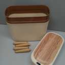 suyika Automatic Trash Can, 2.6 Gallon/10L Bathroom Trash Can with Lid - Wood Grain Lid and Legs, Touchless Waterproof Garbage Bin for Bedroom, Bathroom, Office, Living Room
