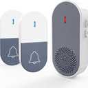 Wireless Doorbell with 2 Buttons, Classroom Doorbell for Classroom Easy to Install with 36 Chimes & 5 Volume Levels Loud Enough LED Flashing for Kids Room Office Battery Operated, 1 Receivers & 2 Button