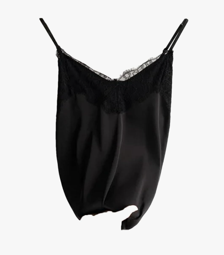 Summer Sexy Lace Camisole Women Silk V-Neck Tops Sleeveless Tank Tops Female Slim Soft Satin Basic Tops, S