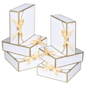 10Pack Small Gift Boxes, 6.5''x6.5''x2'' White Gift Boxes with Ribbon, Small Boxes for Gifts Birthday Wedding Party Valentine's Day Mother's Day